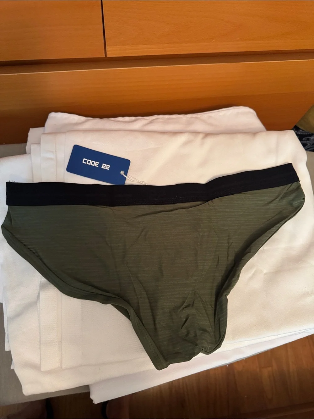 Code 22 Men's Olive sheer Briefs with Black Waistband